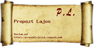 Propszt Lajos névjegykártya